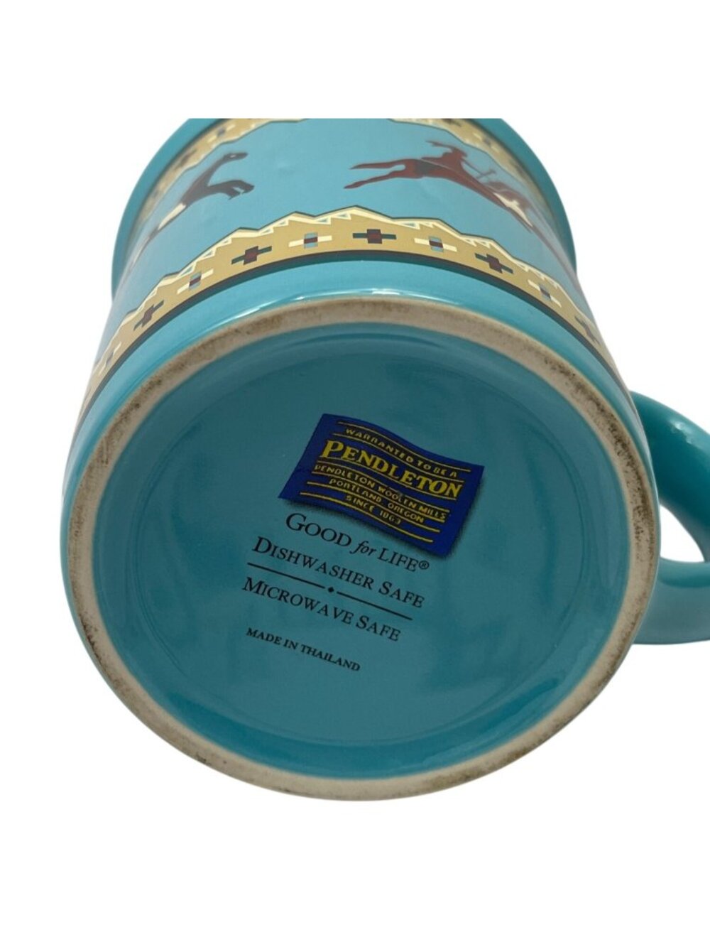 Pendleton Ceramic Mug With Native American Horse Design Teal Dishwasher 65h - Picture 5 of 7